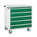 Mobile Euroslide cabinet with 5 drawers in green