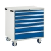 Mobile Euroslide cabinet with 6 drawers in blue