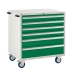 Mobile Euroslide cabinet with 6 drawers in green