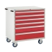 Mobile Euroslide cabinet with 6 drawers in red