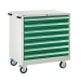 Mobile Euroslide cabinet with 7 drawers in green