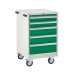 Mobile Euroslide cabinet with 5 drawers in green