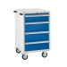 Mobile Euroslide cabinet with 4 drawers in blue