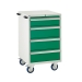 Mobile Euroslide cabinet with 4 drawers in green