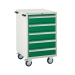 Mobile Euroslide cabinet with 5 drawers in green