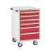 Mobile Euroslide cabinet with 6 drawers in red