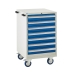 Mobile Euroslide cabinet with 7 drawers in blue