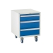 Under bench Euroslide cabinet with 3 drawers in blue