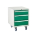 Under bench Euroslide cabinet with 3 drawers in green