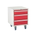 Under bench Euroslide cabinet with 3 drawers in red