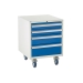 Under bench Euroslide cabinet with 4 drawers in blue