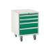 Under bench Euroslide cabinet with 4 drawers in green