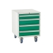 Under bench Euroslide cabinet with 4 drawers in green