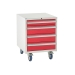 Under bench Euroslide cabinet with 4 drawers in red