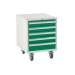 Under bench Euroslide cabinet with 5 drawers in green