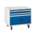 Under bench Euroslide cabinet with 2 drawers and 1 cupboard in blue