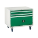 Under bench Euroslide cabinet with 2 drawers and 1 cupboard in green