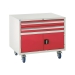 Under bench Euroslide cabinet with 2 drawers and 1 cupboard in red