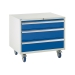 Under bench Euroslide cabinet with 3 drawers in blue