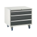 Under bench Euroslide cabinet with 3 drawers in grey