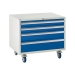 Under bench Euroslide cabinet with 4 drawers in blue