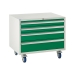 Under bench Euroslide cabinet with 4 drawers in green