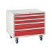 Under bench Euroslide cabinet with 4 drawers in red