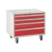 Under bench Euroslide cabinet with 4 drawers in red