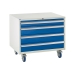 Under bench Euroslide cabinet with 4 drawers in blue