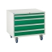 Under bench Euroslide cabinet with 4 drawers in green