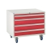 Under bench Euroslide cabinet with 4 drawers in red