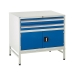 Under bench Euroslide cabinet and stand with 2 drawers and 1 cupboard in blue