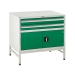 Under bench Euroslide cabinet and stand with 2 drawers and 1 cupboard in green