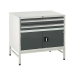Under bench Euroslide cabinet and stand with 2 drawers and 1 cupboard in grey