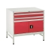Under bench Euroslide cabinet and stand with 2 drawers and 1 cupboard in red