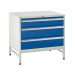 Under bench Euroslide cabinet and stand with 3 drawers in blue