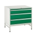 Under bench Euroslide cabinet and stand with 3 drawers in green