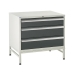 Under bench Euroslide cabinet and stand with 3 drawers in grey