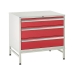 Under bench Euroslide cabinet and stand with 3 drawers in red