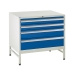 Under bench Euroslide cabinet and stand with 4 drawers in blue