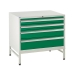 Under bench Euroslide cabinet and stand with 4 drawers in green