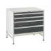Under bench Euroslide cabinet and stand with 4 drawers in grey