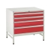 Under bench Euroslide cabinet and stand with 4 drawers in red