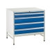 Under bench Euroslide cabinet and stand with 4 drawers in blue