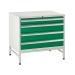 Under bench Euroslide cabinet and stand with 4 drawers in green