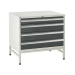 Under bench Euroslide cabinet and stand with 4 drawers in grey