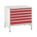 Under bench Euroslide cabinet and stand with 5 drawers in red