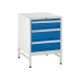 Under bench Euroslide cabinet and stand with 3 drawers in blue
