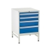 Under bench Euroslide cabinet and stand with 4 drawers in blue