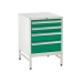 Under bench Euroslide cabinet and stand with 4 drawers in green